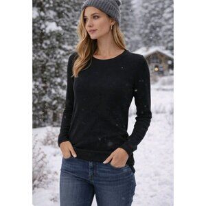 Womens Silk Blend Outdoor Winter Warm School Work Thermal Shirt Size Large Black